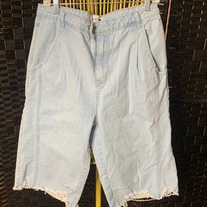 Fashion Nova Light Wash Distressed Jean Shorts